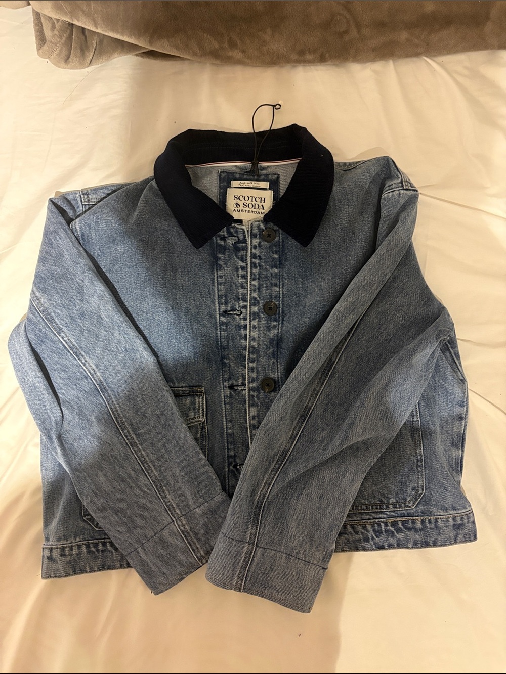 Scotch & Soda Blue Denim Jacket with Navy Corduroy Collar